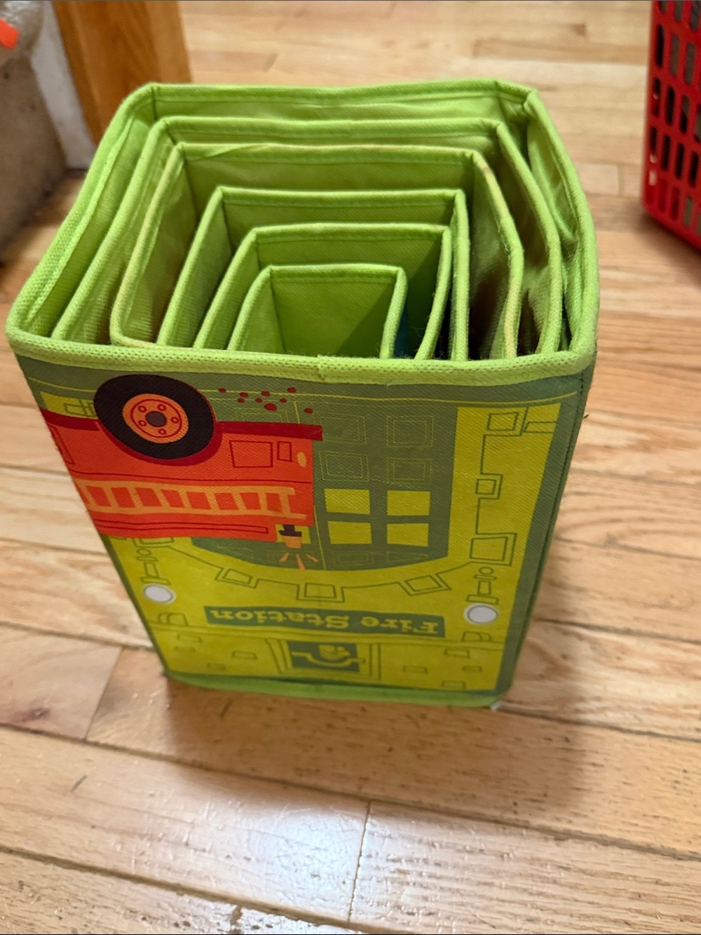 Green Fabric Nesting Storage Bins - Set of 5